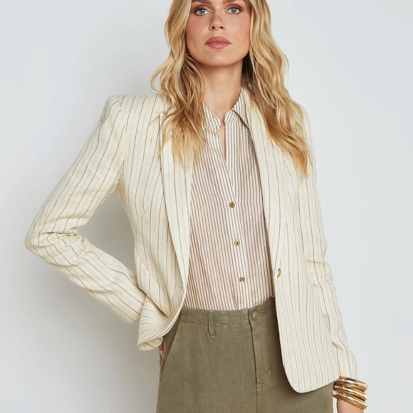 L'Agence Clementine Linen Pin-Striped Blazer - Picture 3 of 10